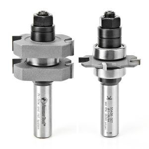 Amana Tool 55438 Carbide Tipped Adjustable Mission Style Straight Instile and Rail System 1-5/8 Dia x 5/8 to 1-1/8 x 1/2 Inch Shank Set